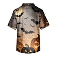 thumbnail image 6 of Domuza Halloween Scrub Shirt Men Pumpkins Skull Print Casual Short Sleeve V Neck T Shirts Fashion Comfortable Funny Medical Blouses with 3 Pocket Red M, 6 of 6