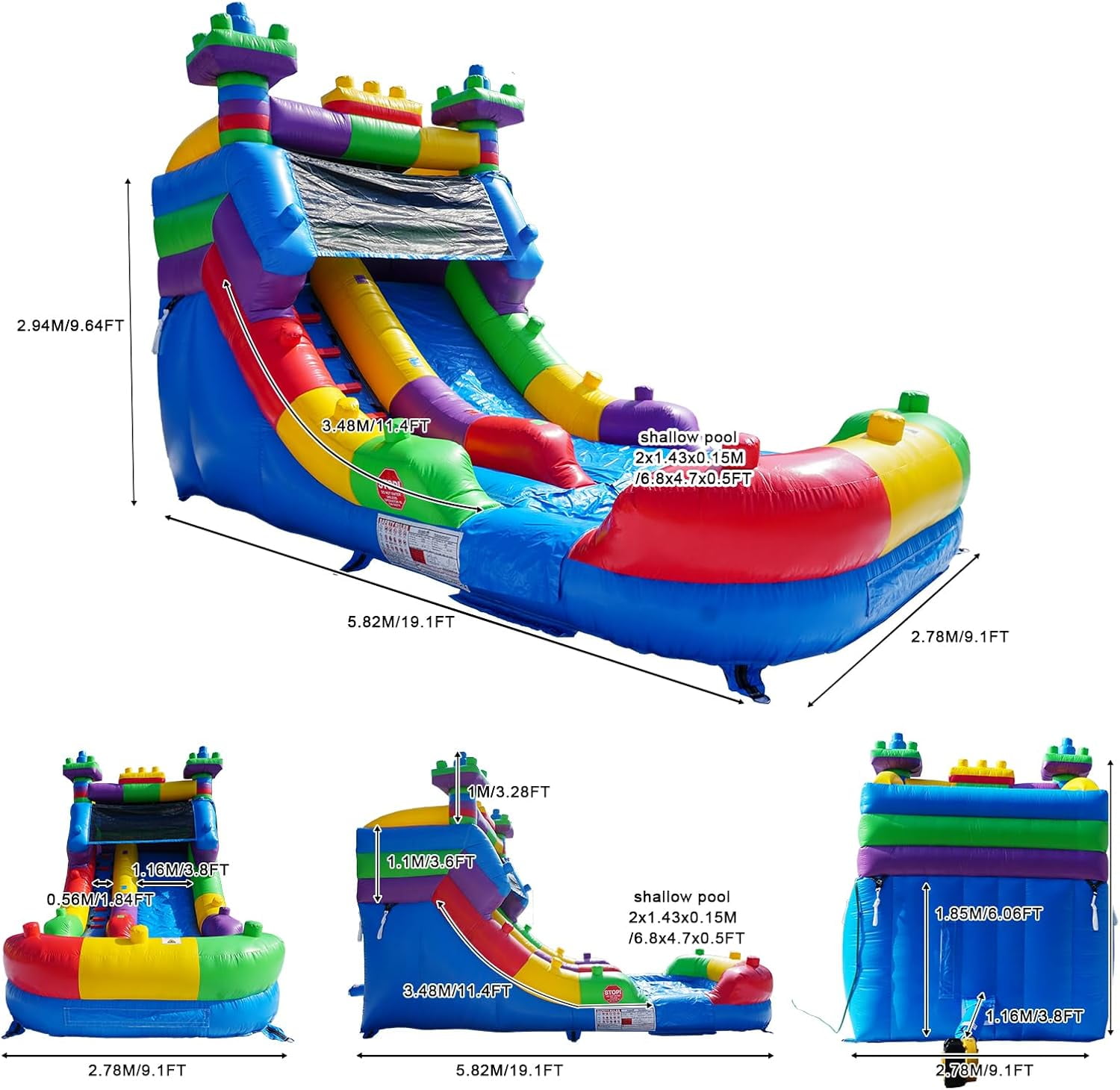 Hapcap Semi Commercial Inflatable Water slide Bounce House for Big Kids or Adults, Wet or Dry Outdoor Use