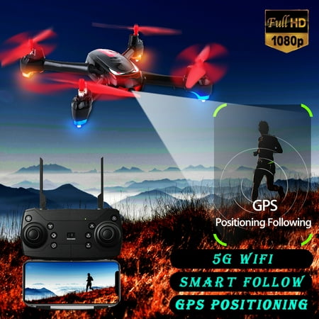 GPS FPV RC Drone with Camera Live Video GPS Smart Return Quadcopter with 5G 1080P HD WiFi Camera and Follow Me Altitude Hold Headless Mode Track Flight Point of Interest