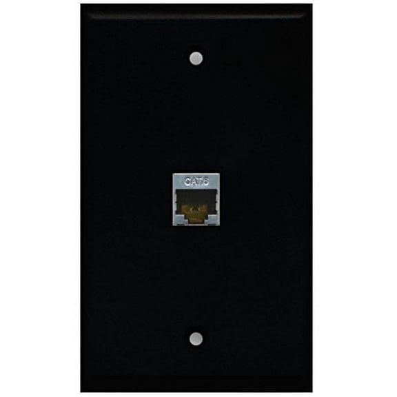 RiteAV - 1 Port Cat6 Shielded Female-Female Wall Plate - Black