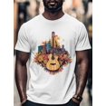 thumbnail image 4 of Flower Guitar City Men's T Shirts T-Shirt for Men Crew Neck Tees Cotton Tops, White, M, 4 of 7