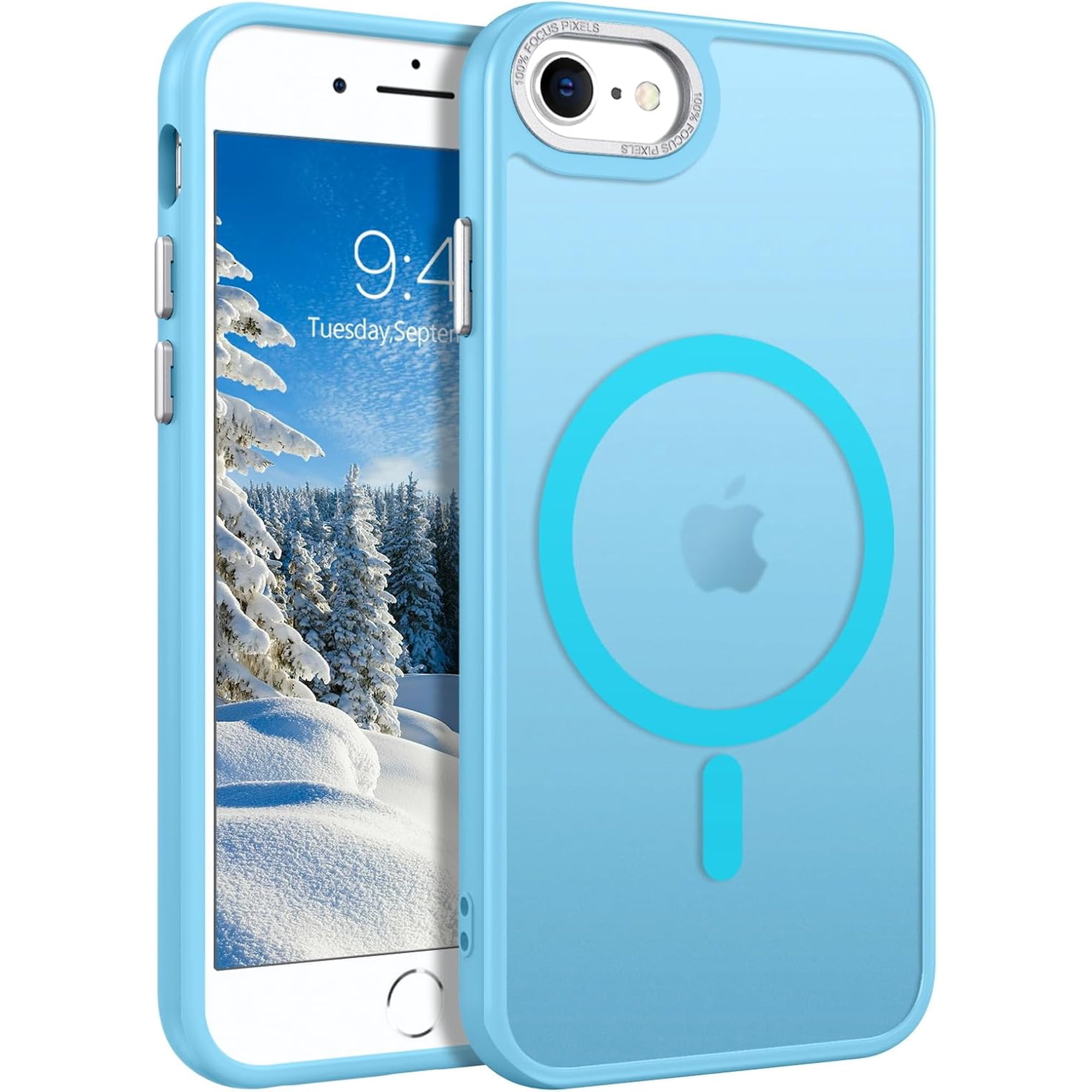 for iPhone SE 2022/2020 Case, Magnetic Phone Case for iPhone 7/8, Compatible with MagSafe Translucent Skin Feeling Shockproof Phone Case iPhone SE 3rd/2nd 4.7'' for Men Women Gifts, Light Blue