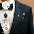 thumbnail image 3 of Uxcell Gem Hanging Chain Brooch Pins Men's Gem Brooch Suit Pins Silver Black, 3 of 7