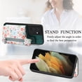thumbnail image 5 of Nalacover Case for Samsung Galaxy S21 Ultra Wallet Case with Card Slots Zipper Pocket, Floral Pattern PU Leather Flip Kickstand Cover for Women Girls, RFID Blocking Shockproof Case, Green, 5 of 9
