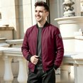 thumbnail image 2 of Men's Casual Spring and Fall Jacket Lightweight Bomber Jacket Men Color Block with Zipper Pocket Outerwear for Daily Wear Red XL, 2 of 5