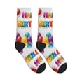 thumbnail image 4 of Women's Men's Happy Birthday Colorful Novelty Pattern Crew Athletic Socks, 4 of 7