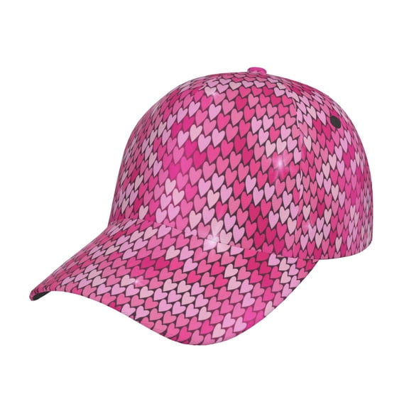 Fotbe shiny with pink heart Pattern Baseball Cap, Adjustable Snapback Hats, Outdoor Baseball Hat for Men and Women Cotton Soft