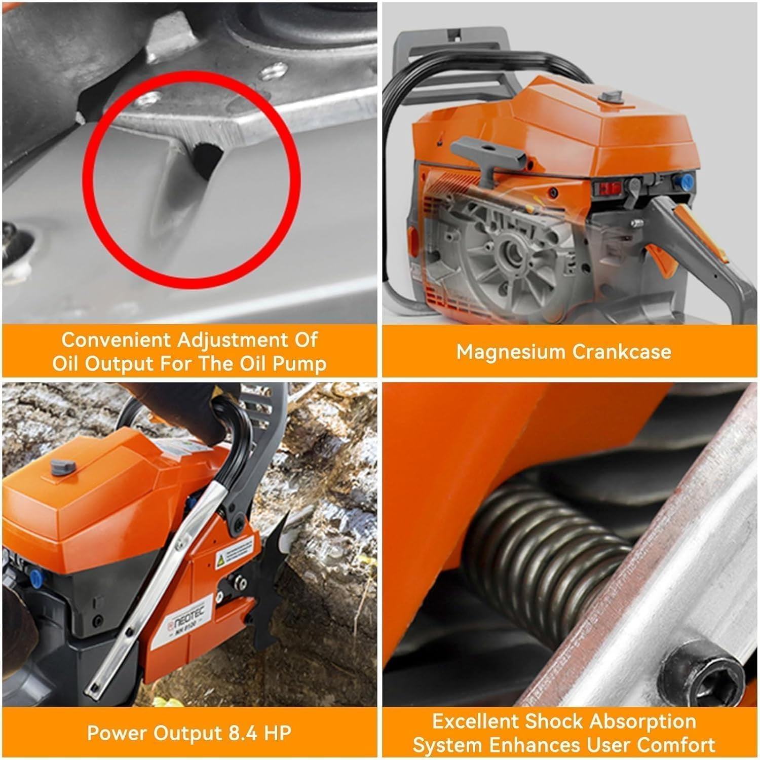 120cc Gas Powered Chainsaw 42 Inch Bar 8.4HP 6.2KW 2-Cycle Large Engine Gasoline Saw for Tree Cutting Firewood Logging Farming Ranching Land Clearing Timber Harvesting Heavy Duty Professional Motosi