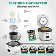 thumbnail image 3 of Rice Robot Personal Rice Cooker, PFAS-free, Nonstick 1 Qt Capacity (4 Cups), with Stainless Steel Steamer Tray and Recipe Book As Seen On TV, 3 of 7