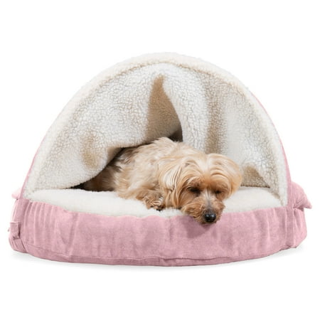 UPC: 0842229101904 | FurHaven Pet Products | Memory Foam Faux Sheepskin Snuggery Burrow Pet Bed for Dogs & Cats – Pink 26