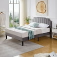 thumbnail image 3 of VECELO Queen Upholstered Platform Bed Frame, Height Adjustable Nailhead Trim Headboard, Easy Assembly/No Box Spring Required, Dark Gray, 3 of 9
