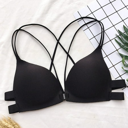 

Women Push Up Back Beautify Fashion Padded Front Closure Bralette Bra Wire Free