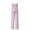 thumbnail image 3 of BLCHUNen Womens 2 Piece Outfits Striped Matching Sets Square Neck Camisole Tops Wide Leg Pants Summer Vacation Outfits, 3 of 6