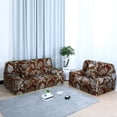 thumbnail image 6 of PiccoCasa 1 Seater Sofa Slipcovers Stretch Couch Covers with Folral, Brown, 6 of 6