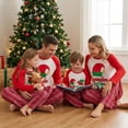 thumbnail image 3 of Christmas Pajamas for Family, Long Sleeve Elf Print Tops + Plaid Pants Set Sleepwear Loungewear, 3 of 7