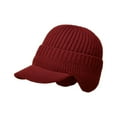 thumbnail image 2 of Hat with Brim Ear Flaps Blocking Knitted Hats Fleece Lined Ski Cap Cozy Ear Flap Stocking Hat Coldshield Trapper Warm Stylish Baseball Beanie Cuff Cap Winter Beanie Knitted hat F, 2 of 9