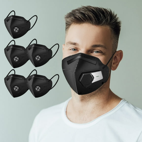 Electric KN95 mask with fan, with 5 replaceable filter Electric respirator mask, dust, pollen, air purifie maskr for woodworking, running, mountain climbing