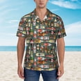 thumbnail image 2 of Pofeuu Alcohol Bottles Print Hawaiian Shirt for Men Sleeves Casual Button Down Summer Beach Dress Shirts T-Shirts,Small, 2 of 7