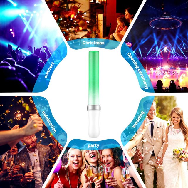 2X LED Light Stick Should Support Stick 15 Color Flash Stick Light Stick Concert Props,2 x Glow stick(Without battery),white