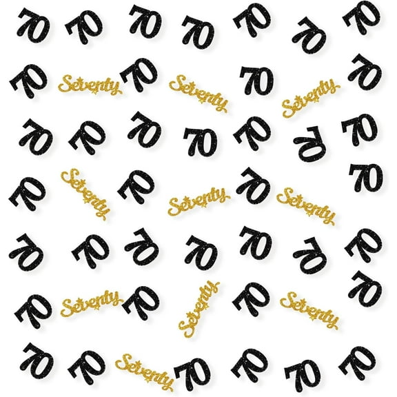 Set of 100 Happy 70th Birthday Confetti, Gold Glitter Seventy Paper Scatter, 70th Birthay Party Decorations, 70 Smash Cake Decor, Happy 70th Anniversary Party Decor