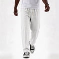 thumbnail image 6 of Nestiefly Mens Cotton Linen Pants Casual Elastic Waist Drawstring Summer Beach Pants Loose Fit Lightweight Dress Trousers 2026 White 4XL, 6 of 6