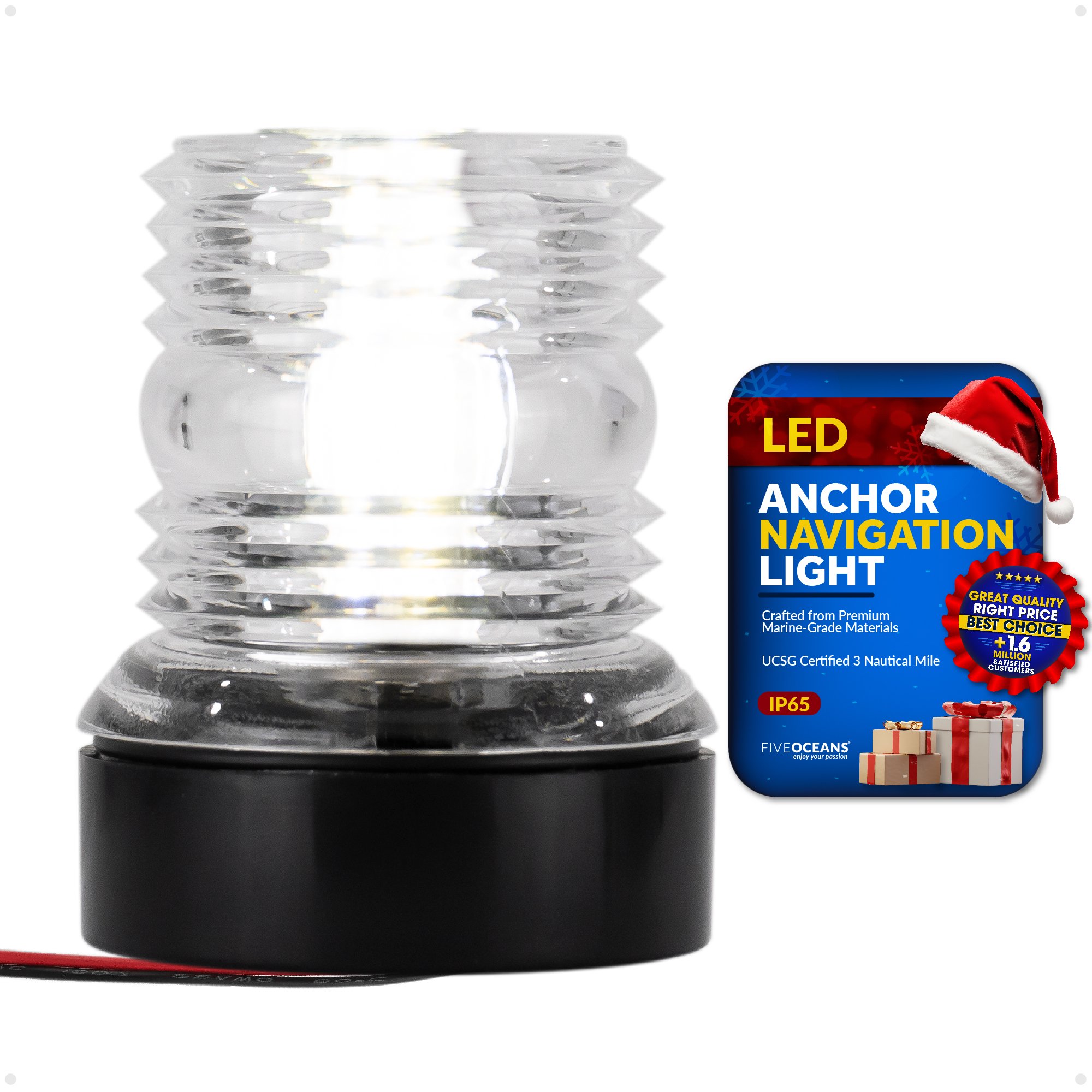 Five Oceans Anchor Light - Stern Lights for Boats, Boat Lights Navigation, 12V DC, USCG 3NM Certified, 3-inch Surface Fixed Mount, Boat Stern Light for Pontoon, Fishing Boats, Bass Boats - FO3838