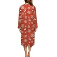 thumbnail image 2 of Yuyamidu Reindeer Women Zip Front Robes Snowflake Mid Calf Length Bathrobe Size 3XL Christmas Long Sleeve Robe with Pockets Red Crewneck Sleep Dress Long Elegant Night Robes, 2 of 7