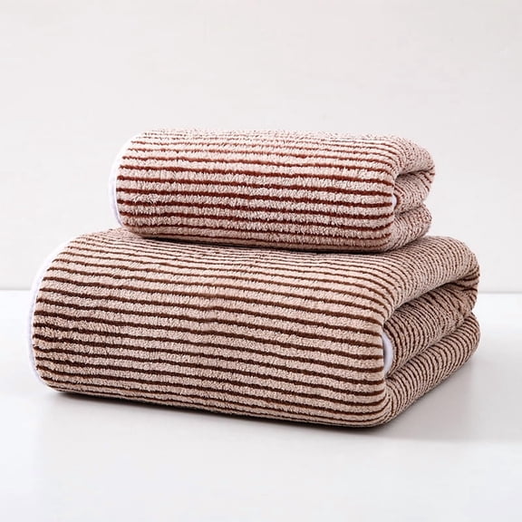 Mictong Bath Towel Set, Water Absorbing Quick Drying Soft Towel, Sizes 27.56 * 55.12 inches and 13.78 * 29.53 inches, Suitable for Daily Use in Home Bathroom, 2-piece Set, Style F, brown