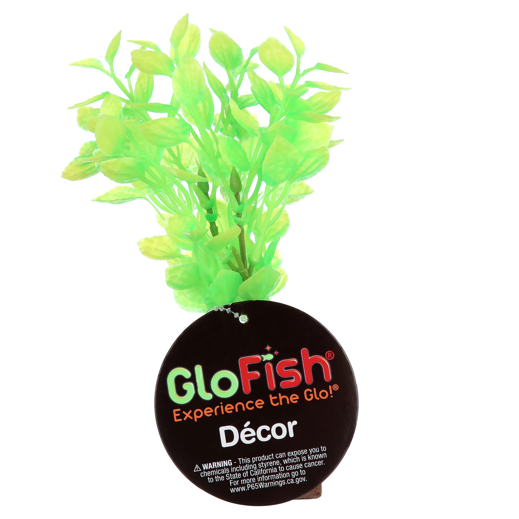 GloFish Plant Aquarium Décor, Green and Yellow Medium, Fluorescent Under Blue LED Light