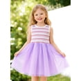 thumbnail image 4 of HILEELANG Toddler & Little Girls Striped Ribbed Tulle Dress, Lavender Sleeveless Twirl Party Dress, 2T-7T, 4 of 10