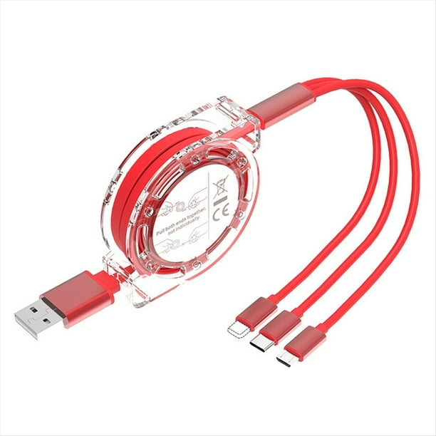 Cable de Carga Retráctil de 0,9 M, , Adaptador con Conector Tipo C y Micro-USB para .