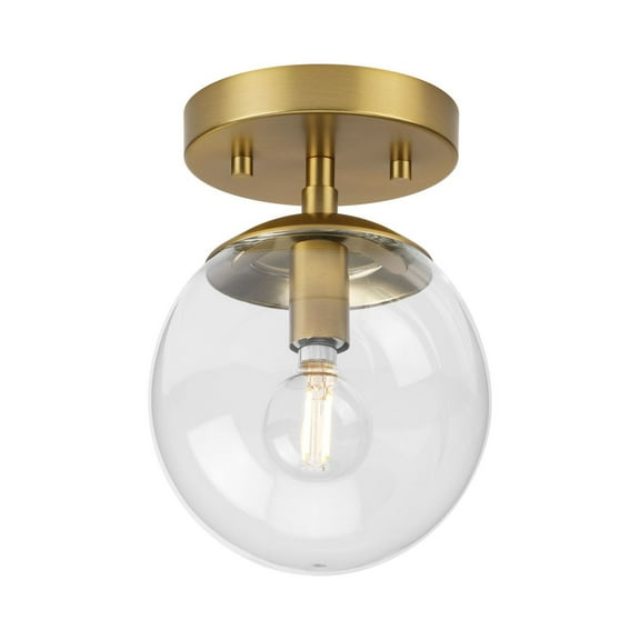 Atwell Collection One-Light Brushed Bronze Mid-Century Modern Semi-Flush Mount