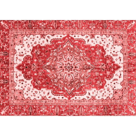 Ahgly Company Machine Washable Indoor Rectangle Persian Red Traditional Area Rugs, 5' x 7'