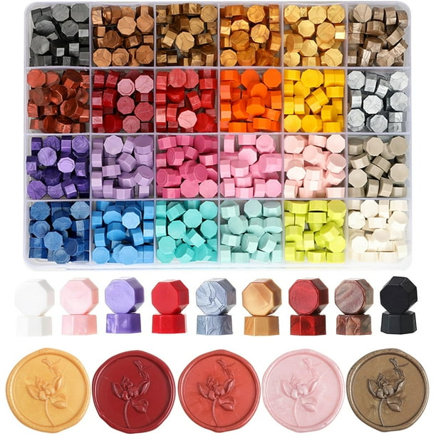 550 cuentas de cera de 24 colores, cuentas de cera de sellado surtidas para sellos de sellos, para invitaciones de boda, sellos de sobres, manualidades
