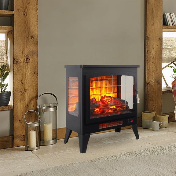 3D Realistic Flame Electric Fireplace - 1400W Heats 400 Sq.ft, Double Safety & 50000H LED Life