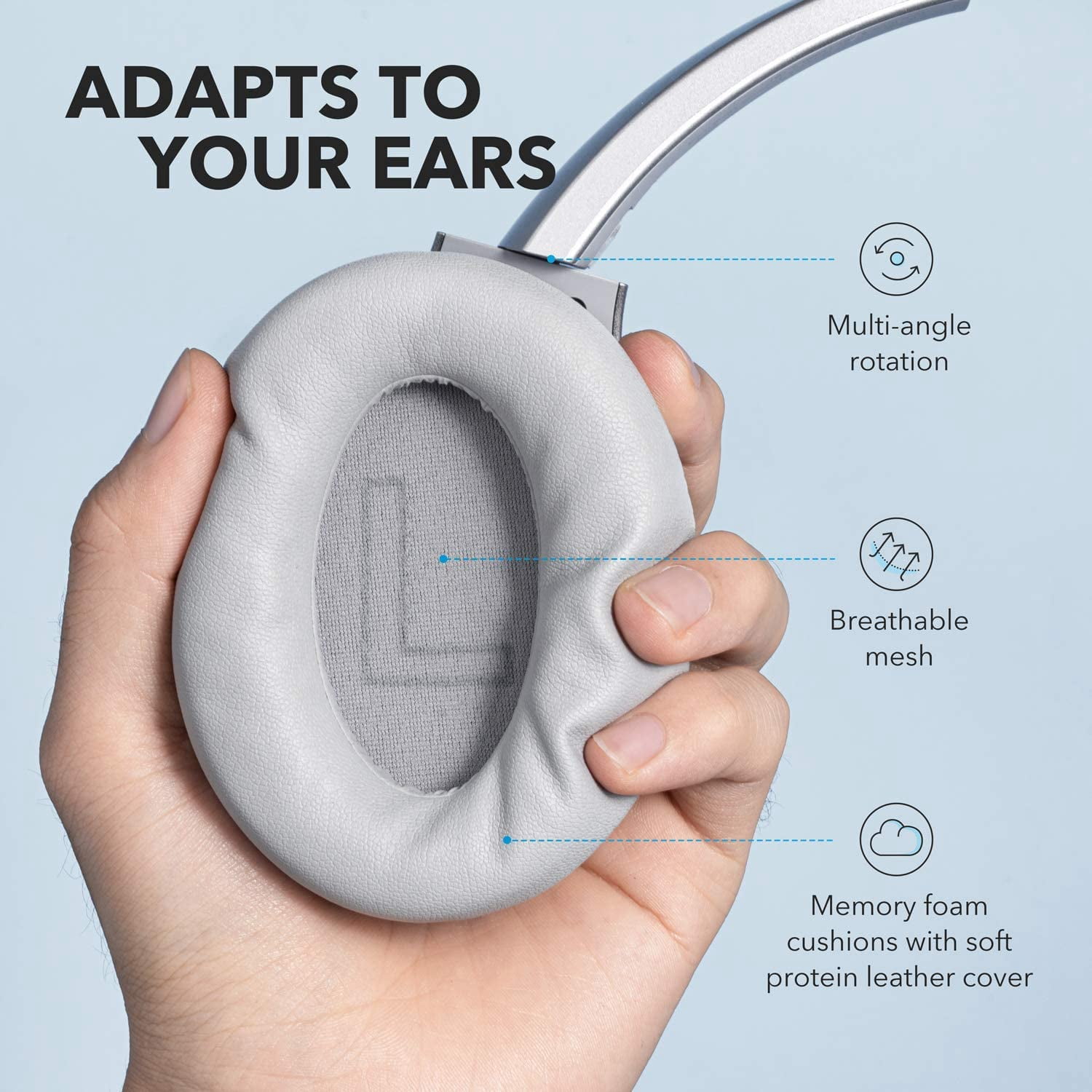 Restored like new Soundcore Anker Life Q20 Noise Cancelling Headphones, over-ear Bluetooth, 60H Playtime, Hi-Res Audio, Deep Bass, Memory Foam (Refurbished)