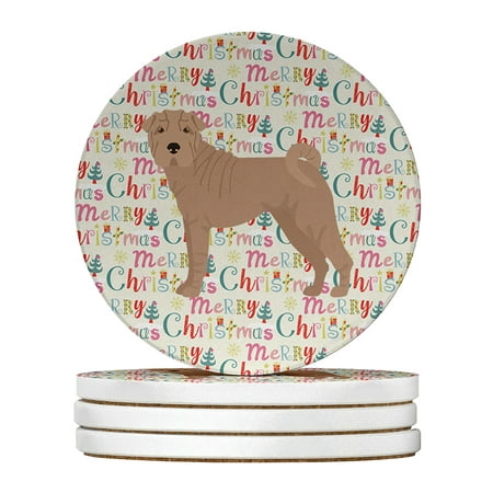 

Shar Pei #2 Merry Christmas Large Sandstone Coasters Pack of 4 4 in x 4 in