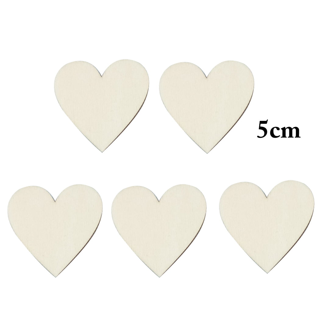 50 Pcs Wooden Love Heart Shape DIY Hanging Heart Plain Decoration Crafts Utility 
