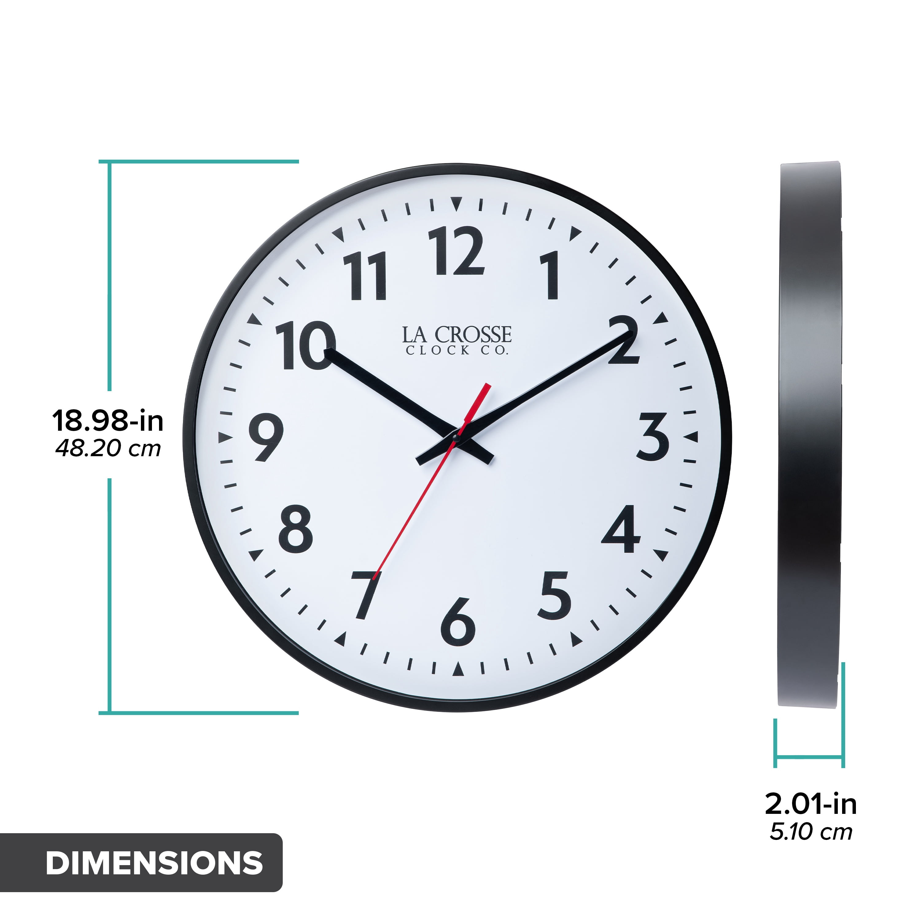La Crosse Clock 19 Inch Commercial Silent Quartz Analog Wall Clock, 404-3048-INT