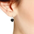 thumbnail image 4 of Mini Black Blooming Rose .925 Silver Hoop Earrings, 4 of 4