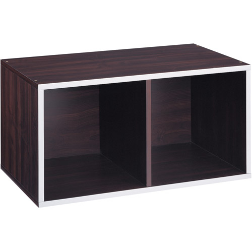 Quadrant 2Section Double Storage Cube with Chrome Trim, Espresso