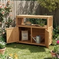 thumbnail image 4 of Olurrisa Solid Wood Patio Bar Table with Storage, 42" Light Brown Outdoor Buffet Cabinet & Sideboard for Indoor/Outdoor Use, 220LB, 4 of 7