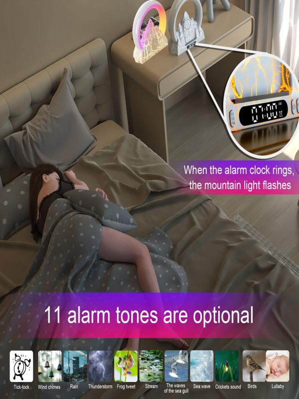 Bluetooth Speaker 2023 Electronic Intelligent Alarm Clock Wireless Charger Sunrise Flame Mountain Bluetooth Audio Table Lamp Outdoor Speakers