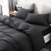 Pure Era Duvet Cover Set-Jersey Cotton 100% T-Shirt Cotton-Ultra Soft Heathered Black-Queen Size,Heathered Black Charcoal Gray