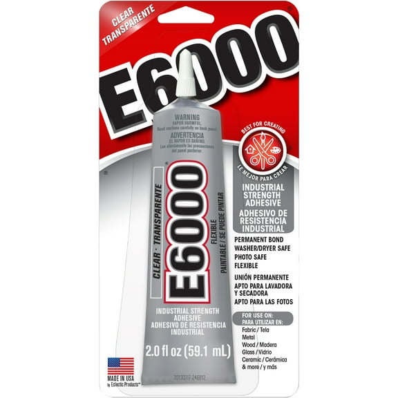 Eclectic E6000 Adhesive Glue, Industrial Strength, Clear, 237032, 2 fl. oz.