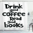 thumbnail image 1 of Ambesonne Book Shower Curtain, Coffee and Books, 69"Wx84"L, Black White, 1 of 3