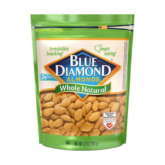 Blue Diamond Almonds Whole Natural - 12oz - Pack of 2