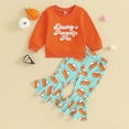 thumbnail image 2 of Okbabeha Toddler Baby Girl Thanksgiving Clothes Letter Print Crewneck Sweatshirt Tops Pumpkin Pie Flare Pants Cute Outfit, 2 of 7