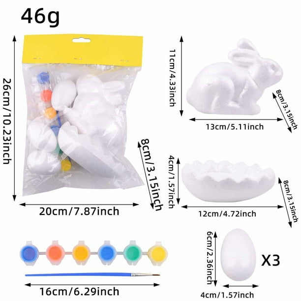 Kit de manualidades para hacer conejitos de Pascua pintados a mano para niños | Simulación de huevos de espuma con pintura para decoraciones navideñas y proyectos escolares