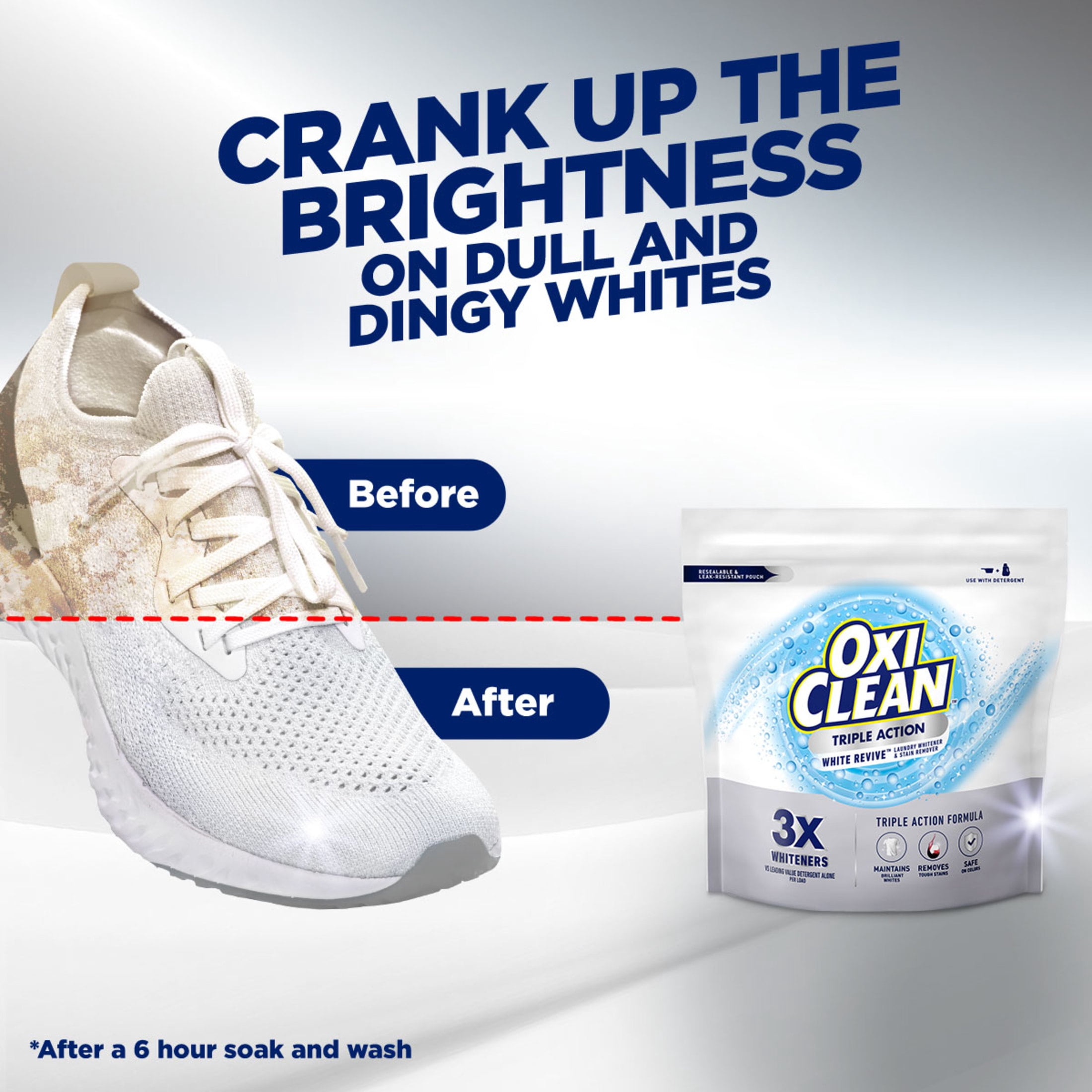 OxiClean Triple Action White Revive Laundry Whitener and Stain Remover Powder, 6.5
lbs